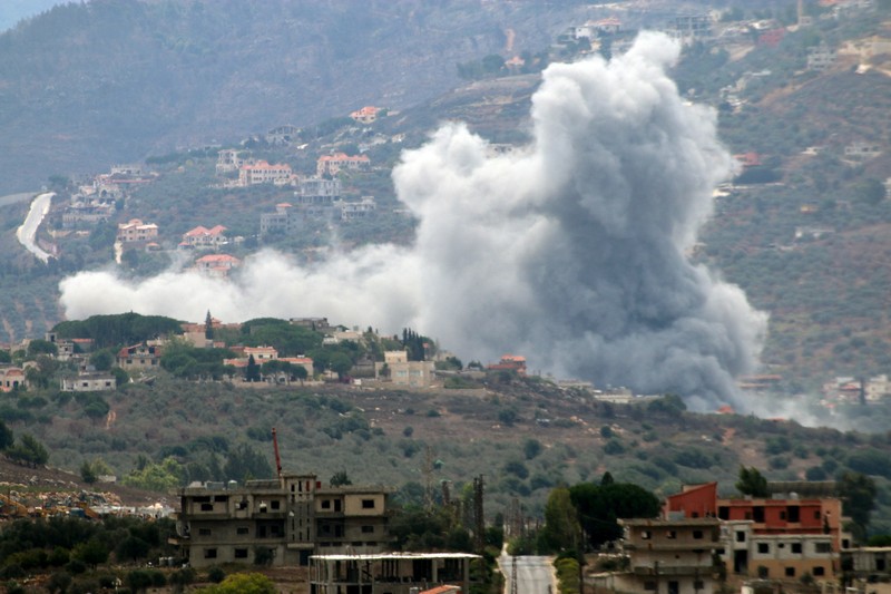 Israel Palestinians Lebanon Israeli Iron Dome air defense system fires to intercept a rocket fired from Lebanon, in northern Israel, Friday, Sept. 20, 2024. (AP Photo/Leo Correa)