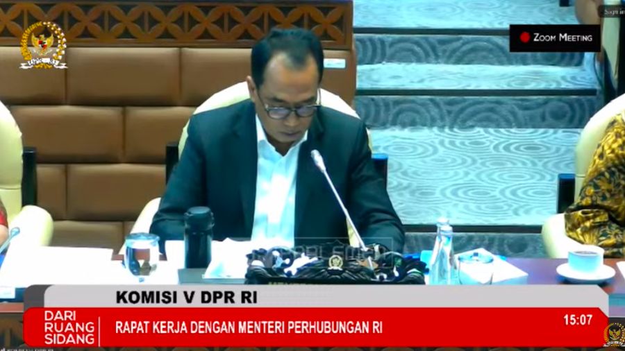 Komisi V DRI RI Rapat Kerja dengan Menteri Perhubungan RI. (Tangkapan Layar Youtube)