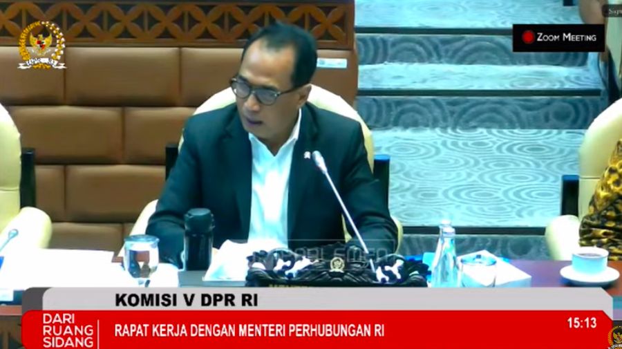 Komisi V DRI RI Rapat Kerja dengan Menteri Perhubungan RI. (Tangkapan Layar Youtube)