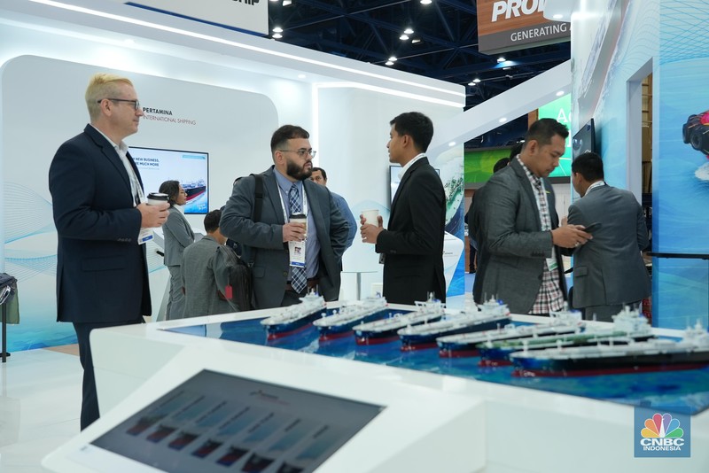 Suasana PT Pertamina International Shipping (PIS) dalam ajang Gastech 2024, pameran dan konferensi energi terbesar di dunia diadakan di Houston, Texas, Amerika Serikat. (CNBC Indonesia/Mohamad Triadiandono)