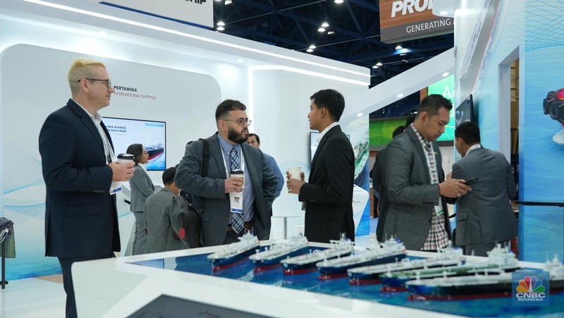 Suasana PT Pertamina International Shipping (PIS) dalam ajang Gastech 2024, pameran dan konferensi energi terbesar di dunia diadakan di Houston, Texas, Amerika Serikat. (CNBC Indonesia/Mohamad Triadiandono)