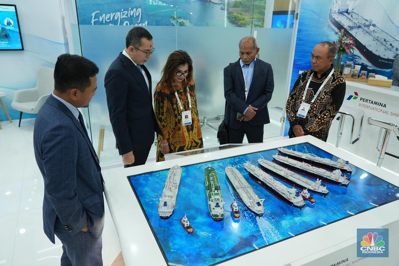Suasana PT Pertamina International Shipping (PIS) dalam ajang Gastech 2024, pameran dan konferensi energi terbesar di dunia diadakan di Houston, Texas, Amerika Serikat. (CNBC Indonesia/Mohamad Triadiandono)