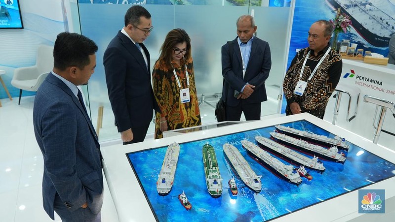 Suasana PT Pertamina International Shipping (PIS) dalam ajang Gastech 2024, pameran dan konferensi energi terbesar di dunia diadakan di Houston, Texas, Amerika Serikat. (CNBC Indonesia/Mohamad Triadiandono)