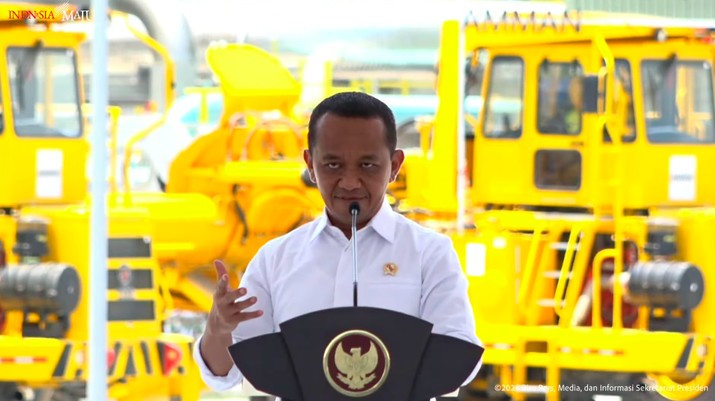 Menteri ESDM, Bahlil Lahadalia saat memberikan sambutan dalam peresmian Smelter PT. Amman Mineral Internasional Tbk, Sumbawa Barat, Senin (23/9/2024). (Tangkapan Layar Youtube Sekretariat Presiden)