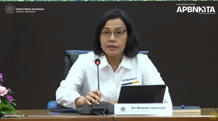 Menteri Keuangan Sri Mulyani saat menyampaikan Konferensi Pers APBN KiTA. (Tangkapan Layar Youtube)