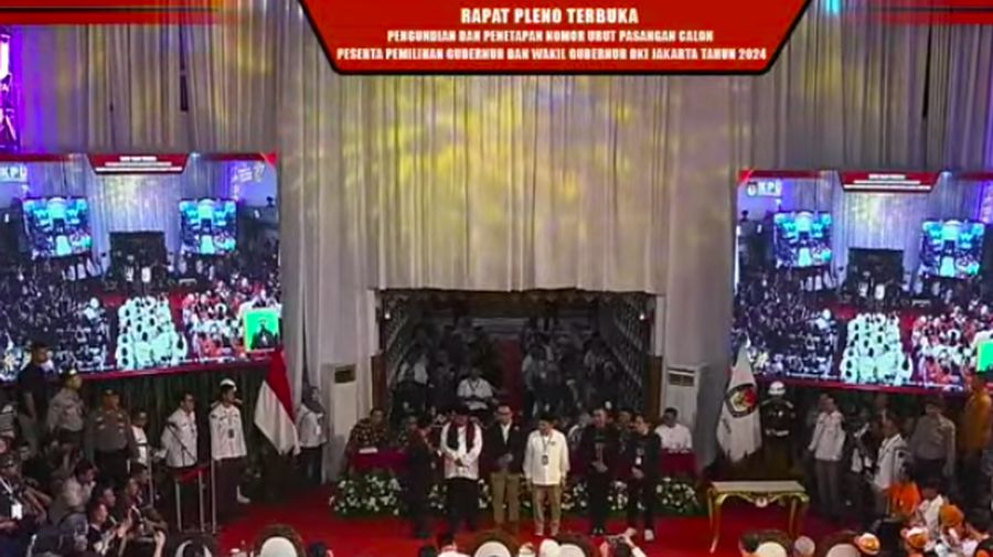 Pengundian dan Penetapan Nomor Urut Paslon Peserta Pemilihan Gubernur dan Wakil Gubernur DKI Jakarta. (Tangkapan Layar Youtube)