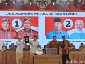 Resmi! Arinal-Sutono Nomor Urut 1, Mirza-Jihan Nomor Urut 2 Pilgub Lampung