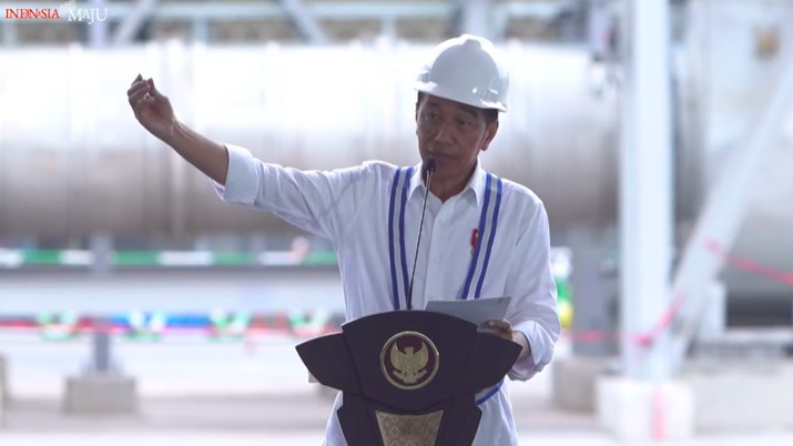 Presiden RI Jokowi dalam Peresmian Produksi Smelter PT. Freeport Indonesia, Gresik, 23 September 2024. (Tangkapan Layar Youtube Sekretariat Presiden)