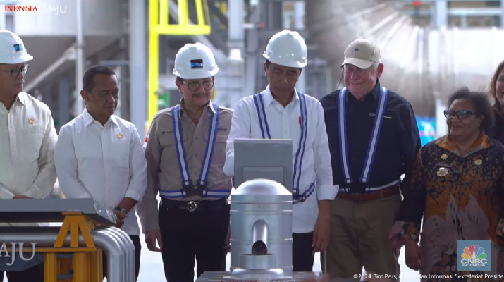 Presiden RI Jokowi dalam Peresmian Produksi Smelter PT. Freeport Indonesia, Gresik, 23 September 2024. (Tangkapan Layar Youtube Sekretariat Presiden)