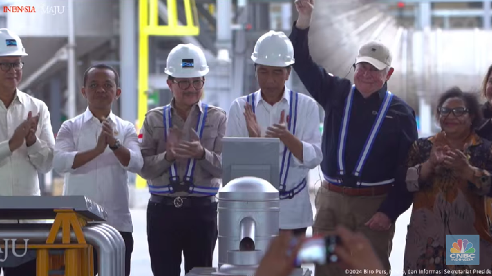 Presiden RI Jokowi dalam Peresmian Produksi Smelter PT. Freeport Indonesia, Gresik, 23 September 2024. (Tangkapan Layar Youtube Sekretariat Presiden)