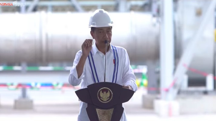 Presiden RI Jokowi dalam Peresmian Produksi Smelter PT. Freeport Indonesia, Gresik, 23 September 2024. (Tangkapan Layar Youtube Sekretariat Presiden)