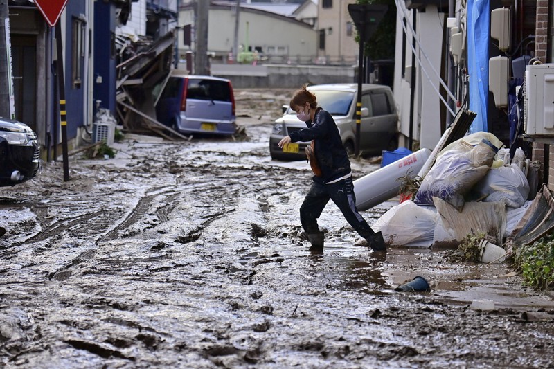 Puing-puing akibat banjir yang disebabkan oleh hujan deras terlihat di Wajima, Prefektur Ishikawa, Jepang, 22 September 2024, dalam foto yang diambil oleh Kyodo. Puing-puing akibat banjir yang disebabkan oleh hujan deras terlihat di Wajima, Prefektur Ishikawa, Jepang, 22 September 2024, dalam foto yang diambil oleh Kyodo. (Mandatory credit Kyodo/via REUTERS)