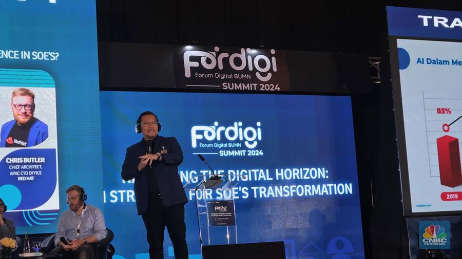 Kaspar dalam Forum Digital BUMN Summit 2024, Rabu (25/9/2024). (CNBC Indonesia/Intan)