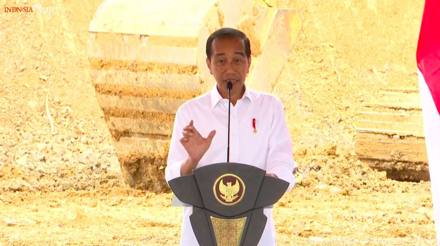 Presiden Joko WIdodo (Jokowi) dalam Groundbreaking Magnum Resort Nusantara, IKN, Rau (25/9/2024). (Tangkapan Layar Youtube Sekretariat Presiden)