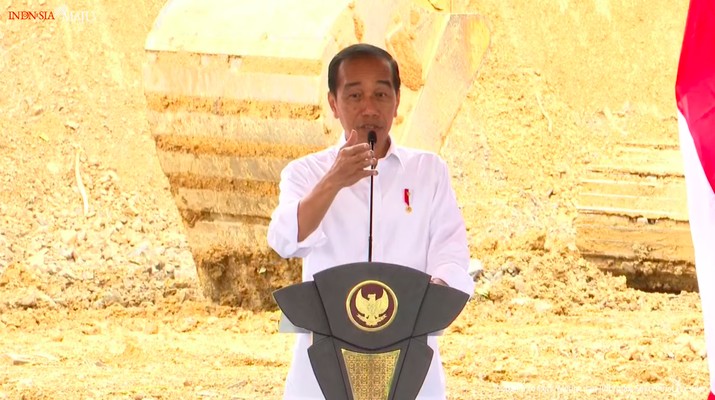 Presiden Joko WIdodo (Jokowi) dalam Groundbreaking Magnum Resort Nusantara, IKN, Rau (25/9/2024). (Tangkapan Layar Youtube Sekretariat Presiden)