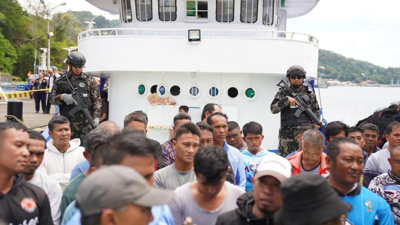 Kementerian Kelautan dan Perikanan (KKP) berhasil mengamankan lima unit Kapal Ikan Asing (KIA) pencuri ikan yang sedang beraksi di perairan Samudera Pasifik wilayah Sulawesi, dan Selat Malaka. (Dok. Humas Ditjen PSDKP)