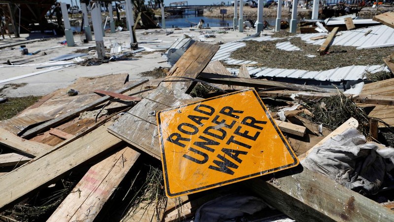 Pemandangan drone menunjukkan area yang rusak, setelah berlalunya Badai Helene, di Asheville, North Carolina, AS, 29 September 2024. (REUTERS/Marco Bello)