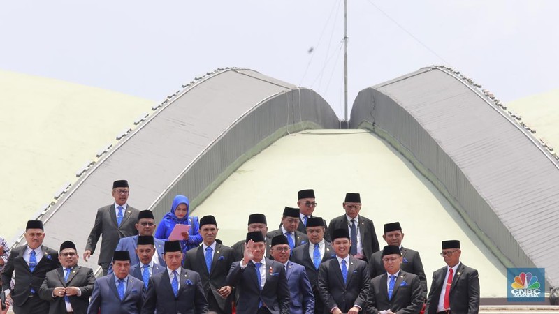 Suaana usai Sidang Pengucapan Sumpah Janji di gedung DPR/MPR RI, Jakarta, Selasa (1/10/2024). (CNBC Indonesia/Muhammad Sabki)