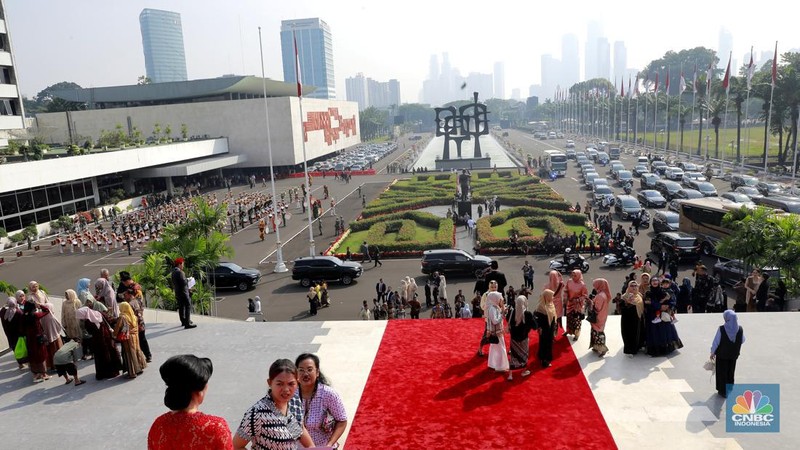 Suaana usai Sidang Pengucapan Sumpah Janji di gedung DPR/MPR RI, Jakarta, Selasa (1/10/2024). (CNBC Indonesia/Muhammad Sabki)