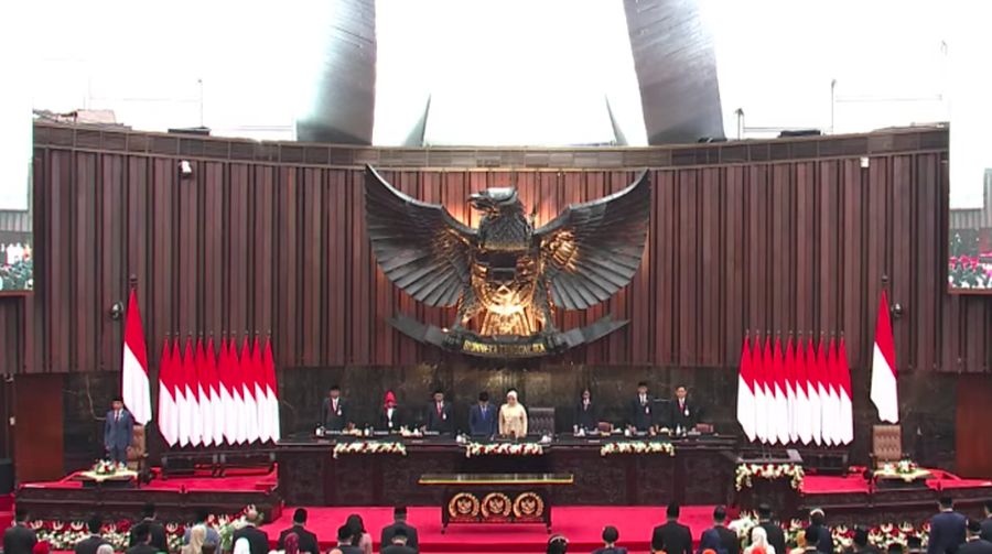 Suasana jelang Sidang Pengucapan Sumpah Janji Anggota DPR/DPD/MPR 2024-2029 pada Selasa (1/10/2024). (Tangkapan Layar Youtube DPR RI)