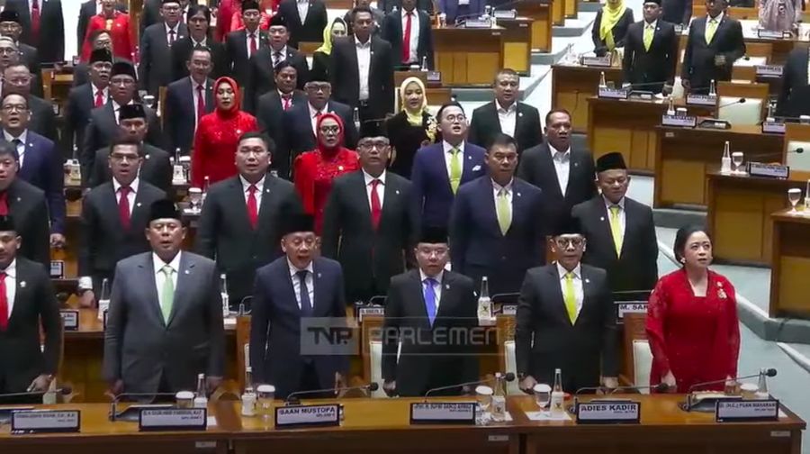 Suasana saat pemilihan dan pentepan Pimpindan DPR RI Periode 2024-2024, di gedung DPR/MPR, Jakarta, Selasa (1/10/2024). (YouTube/DPR RI)