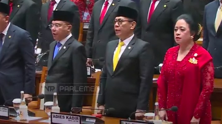 Suasana saat pemilihan dan pentepan Pimpindan DPR RI Periode 2024-2024, di gedung DPR/MPR, Jakarta, Selasa (1/10/2024). (YouTube/DPR RI)