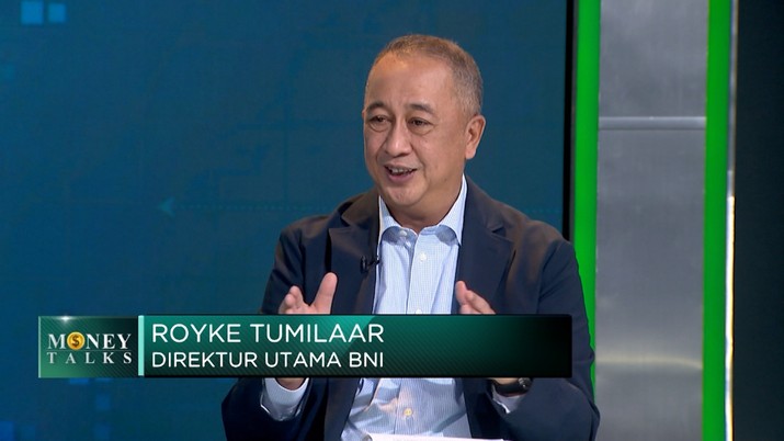 Direktur Utama Bank Negara Indonesia (BNI), Royke Tumilaar dalam program CNBC Indonesia Money Talks pada Rabu (2/10/2024). (CNBC Indonesia TV)