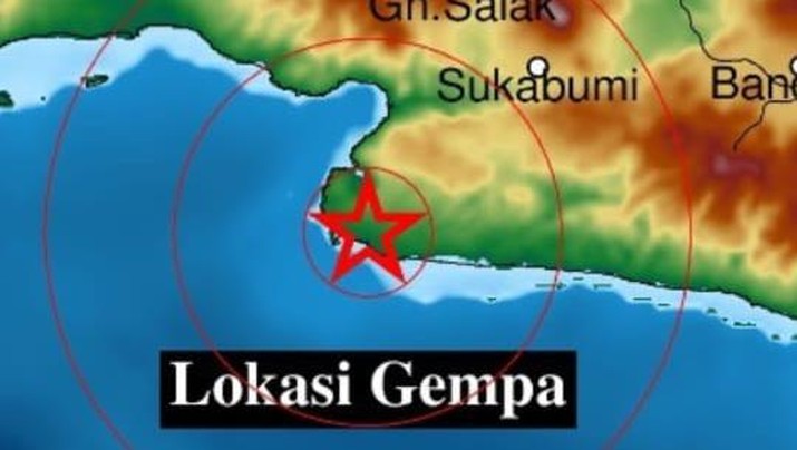 Gempa bumi mengguncang Kabupaten Sukabumi dengan magnitudo 4,5. (Dok. BMKG)