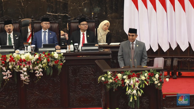 Pelantikan pimpinan MPR RI periode 2024-2029 di gedung DPR/MPR RI, Jakarta, Kamis (3/10/2024). (CNBC Indonesia/Muhammad Sabki)