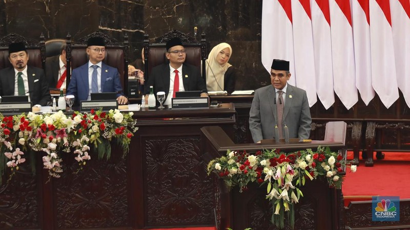 Pelantikan pimpinan MPR RI periode 2024-2029 di gedung DPR/MPR RI, Jakarta, Kamis (3/10/2024). (CNBC Indonesia/Muhammad Sabki)