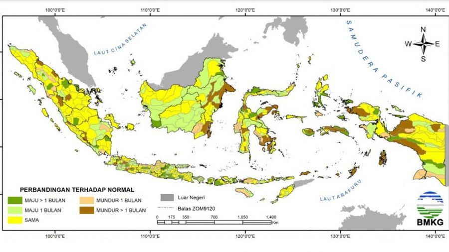 Prediksi Durasi Musim Hujan 2024/2025, pemutakhiran 3 Oktober 2024. (Dok. BMKG)