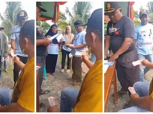 Viral Bagi-bagi Uang Rp 100 Ribu ke Warga Berbaju Paslon di Lampung Tengah
