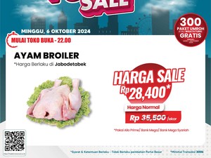 Murah Nih! Ayam Broiler di Transmart Full Day Sale Cuma Rp 28.400/Ekor