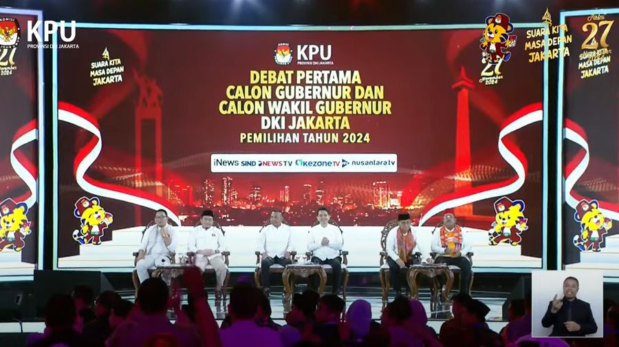 Debat Pertama Calon Gubernur dan Calon Wakil Gubernur DKI Jakarta. (Tangkapan Layar Youtube KPUD) Debat Pertama Calon Gubernur dan Calon Wakil Gubernur DKI Jakarta. (Tangkapan Layar Youtube KPUD)
