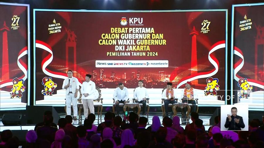 Komisi Pemilihan Umum Daerah (KPUD) DKI Jakarta hari ini Minggu, 6 Oktober 2024 menggelar debat perdana Pilgub DKI Jakarta di JIExpo Kemayoran, Jakarta Pusat.