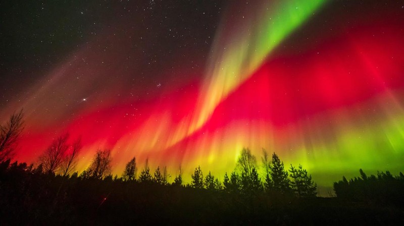 Pemandangan cahaya utara atau aurora di atas langit Sodankyla, Lapland, Finlandia, 7 Oktober 2024. (via REUTERS/All About Lapland/Alexander Kuzn)