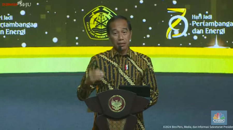 Presiden RI, Jokowi di Malam Puncak HUT ke-79 Pertambangan dan Energi, Jakarta, 10 Oktober 2024. (Tangkapan Layar Youtube)