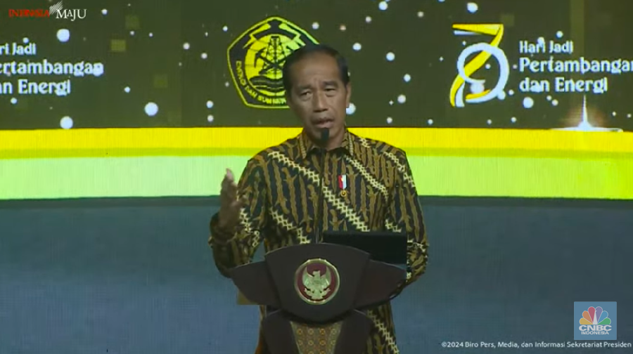 Presiden RI, Jokowi di Malam Puncak HUT ke-79 Pertambangan dan Energi, Jakarta, 10 Oktober 2024. (Tangkapan Layar Youtube)