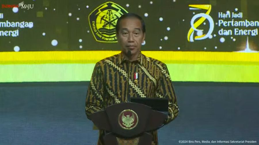 Presiden RI Jokowi di Malam Puncak HUT ke-79 Pertambangan dan Energi, Jakarta, 10 Oktober 2024. (Tangkapan Layar Youtube)