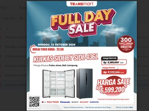 Kulkas Side by Side 436L Hemat Rp 2,6 Juta di Transmart Full Day Sale