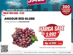 Anggur Red Globe di Transmart Full Day Sale Murahnya Kebangetan! Ini Rinciannya
