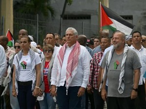 Saat Presiden Kuba Pimpin Aksi Demo Pro-Palestina