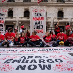 Potret Massa Pro-Palestina 'Duduki' Bursa Efek New York