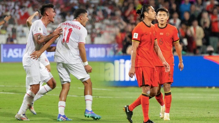 Kolase Foto Timnas Indonesia vs timnas China. (Dok. PSSI dan AFC)