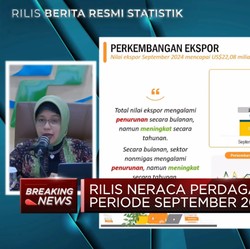 Video:RI Catat Surplus Neraca Dagang September 2024 Sebesar USD 3,26 M