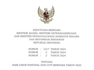 Isi Lengkap SKB 3 Menteri Libur Nasional-Cuti Bersama 2025 dan Link PDF