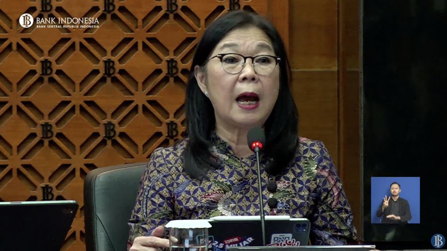 Filianingsih Hendarta Deputi Gubernur dalam acara pengumuman hasil rapat dewan Gubernur, Oktober 2024 dengan cakupan tahunan. (Tangkapan layar Youtube Bank Indonesia)