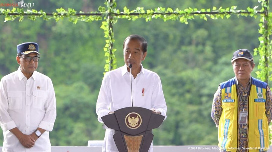 Presiden Jokowi Resmikan Bendungan Lausimeme, Deli Serdang, 16 Oktober 2024. (Tangkapan layar Youtube Setpres RI)