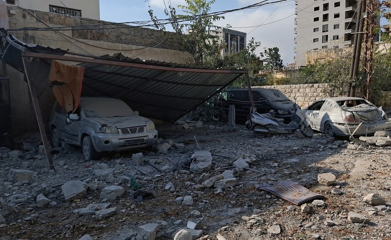A view of a damaged site after an Israeli strike in Nabatieh, amid the ongoing hostilities between Hezbollah and Israeli forces, southern Lebanon October 16, 2024. REUTERS/Ali Hankir