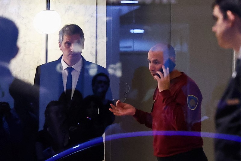 First responders work outside the hotel where Liam Payne, former One Direction member, was found dead, in Buenos Aires, Argentina, October 16, 2024. REUTERS/Agustin Marcarian